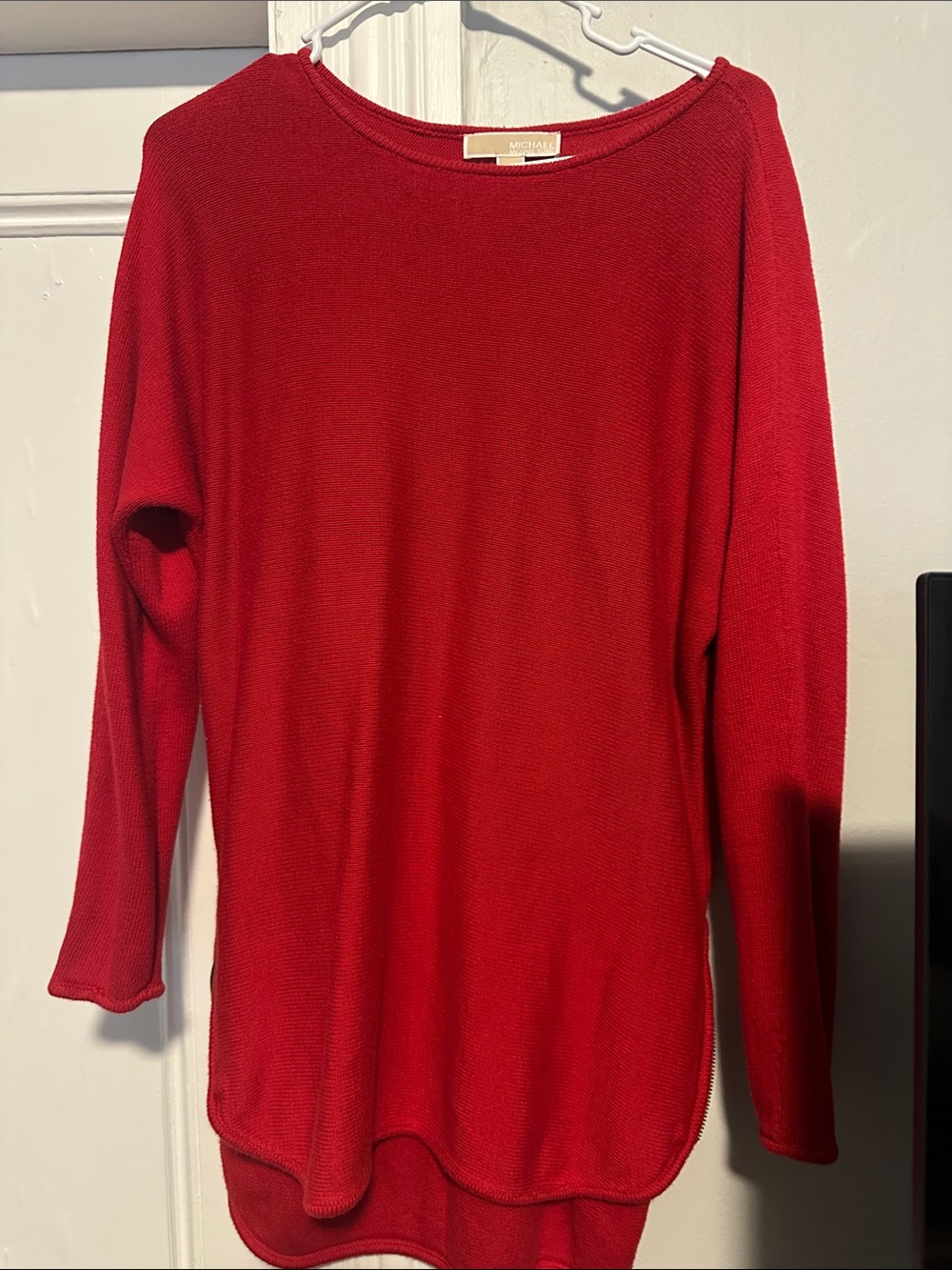Michael Kors Bright Red Scoop Neck Lightweight Sweater